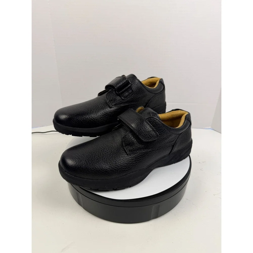 Men's Black Leather Slip-On Comfort Loafers